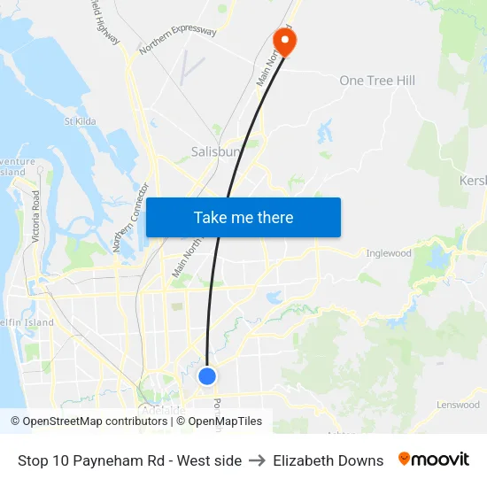 Stop 10 Payneham Rd - West side to Elizabeth Downs map
