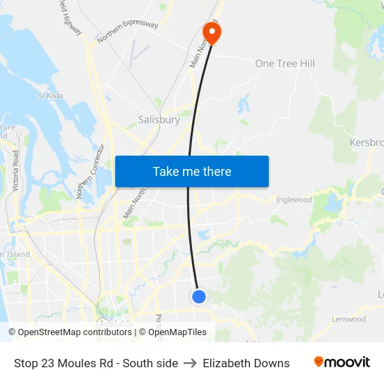 Stop 23 Moules Rd - South side to Elizabeth Downs map