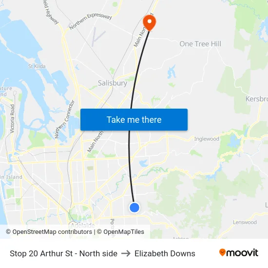 Stop 20 Arthur St - North side to Elizabeth Downs map