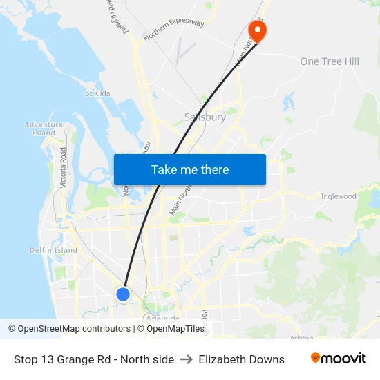 Stop 13 Grange Rd - North side to Elizabeth Downs map