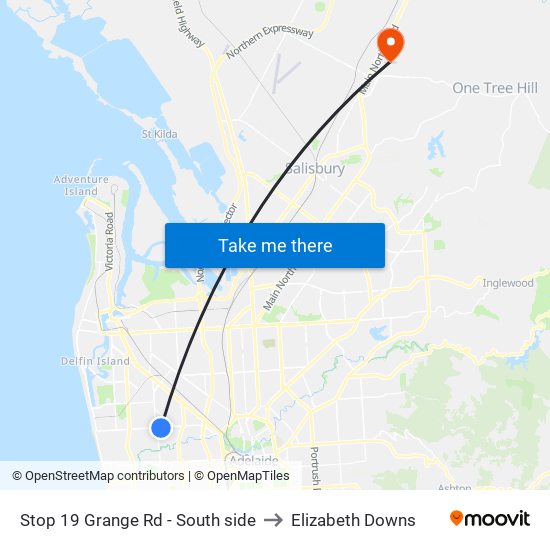 Stop 19 Grange Rd - South side to Elizabeth Downs map