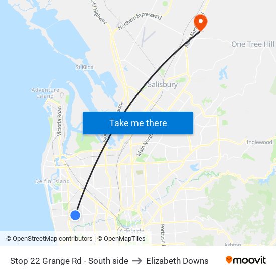 Stop 22 Grange Rd - South side to Elizabeth Downs map