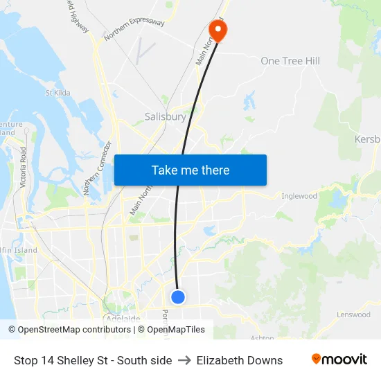 Stop 14 Shelley St - South side to Elizabeth Downs map