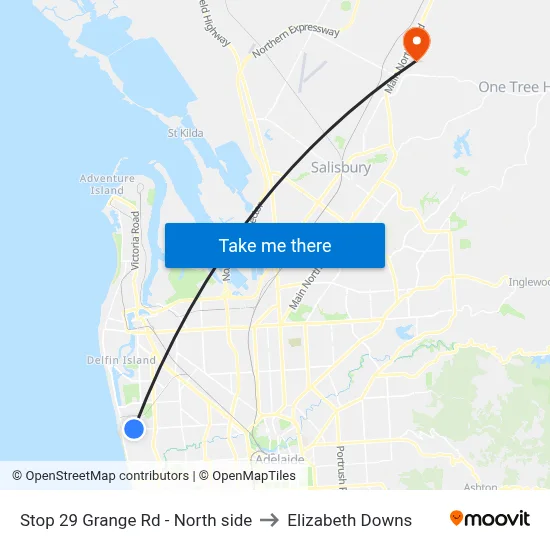 Stop 29 Grange Rd - North side to Elizabeth Downs map