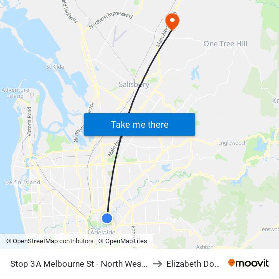 Stop 3A Melbourne St - North West side to Elizabeth Downs map