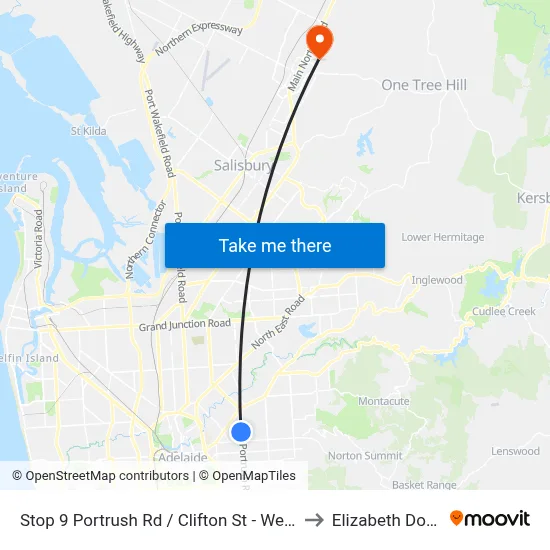 Stop 9 Portrush Rd / Clifton St - West side to Elizabeth Downs map