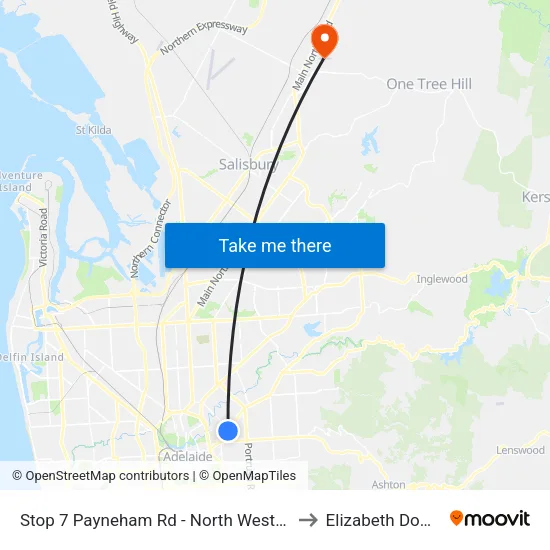 Stop 7 Payneham Rd - North West side to Elizabeth Downs map