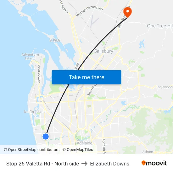 Stop 25 Valetta Rd - North side to Elizabeth Downs map