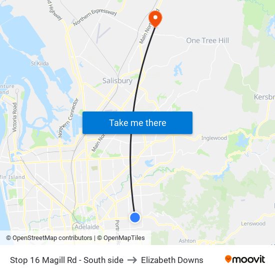 Stop 16 Magill Rd - South side to Elizabeth Downs map