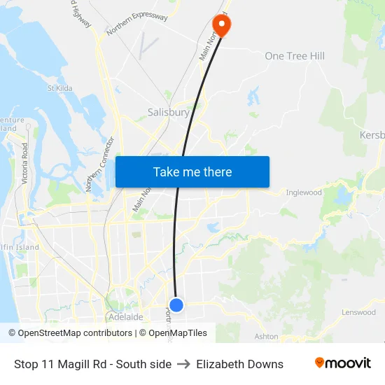 Stop 11 Magill Rd - South side to Elizabeth Downs map