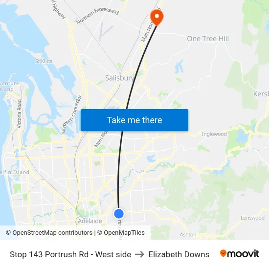 Stop 143 Portrush Rd - West side to Elizabeth Downs map