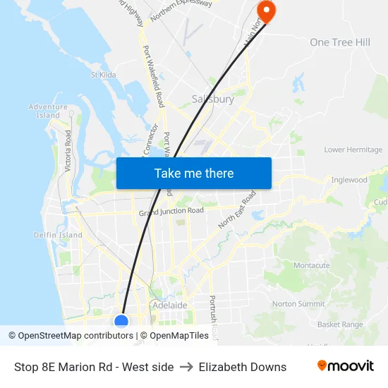 Stop 8E Marion Rd - West side to Elizabeth Downs map