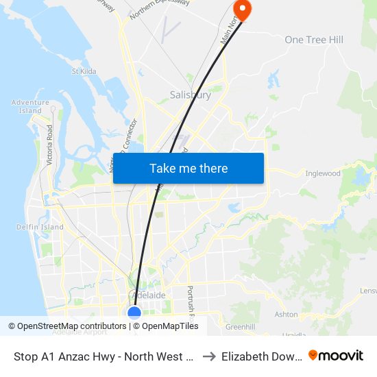 Stop A1 Anzac Hwy - North West side to Elizabeth Downs map