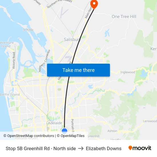 Stop 5B Greenhill Rd - North side to Elizabeth Downs map