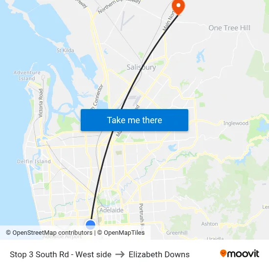 Stop 3 South Rd - West side to Elizabeth Downs map