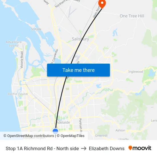 Stop 1A Richmond Rd - North side to Elizabeth Downs map