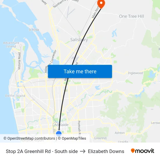 Stop 2A Greenhill Rd - South side to Elizabeth Downs map