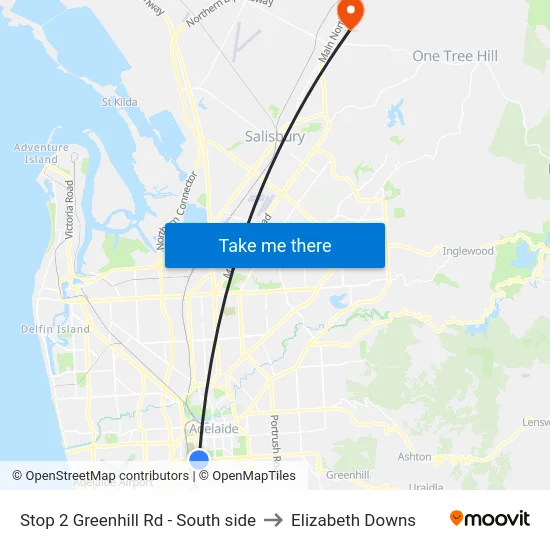 Stop 2 Greenhill Rd - South side to Elizabeth Downs map