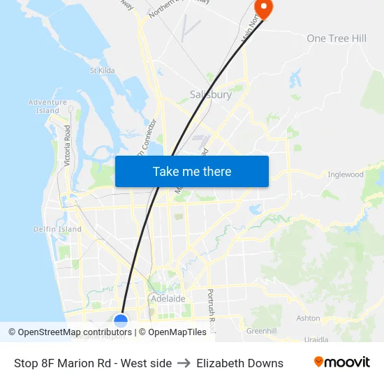 Stop 8F Marion Rd - West side to Elizabeth Downs map
