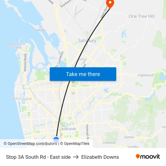 Stop 3A South Rd - East side to Elizabeth Downs map