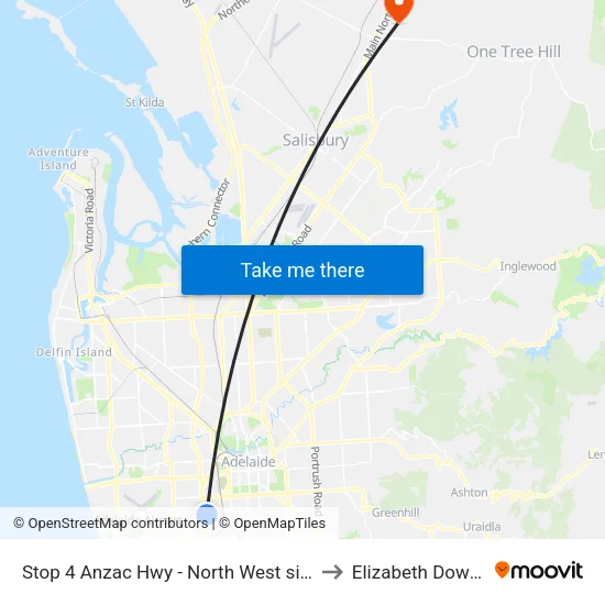Stop 4 Anzac Hwy - North West side to Elizabeth Downs map