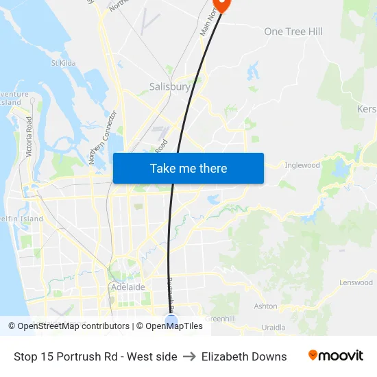 Stop 15 Portrush Rd - West side to Elizabeth Downs map