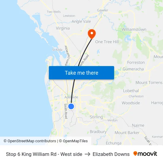 Stop 6 King William Rd - West side to Elizabeth Downs map