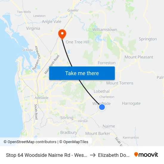 Stop 64 Woodside Nairne Rd - West side to Elizabeth Downs map