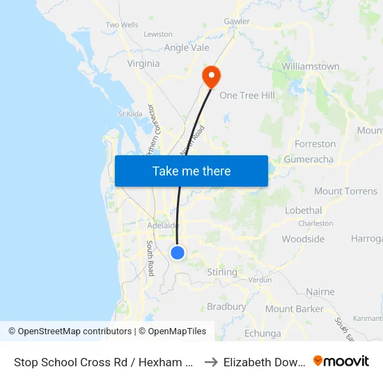 Stop School Cross Rd / Hexham Ave to Elizabeth Downs map
