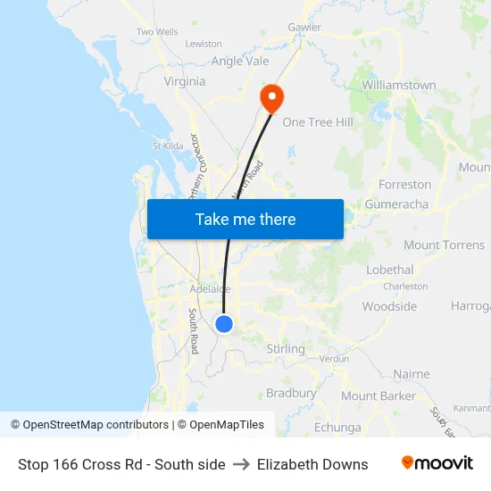 Stop 166 Cross Rd - South side to Elizabeth Downs map