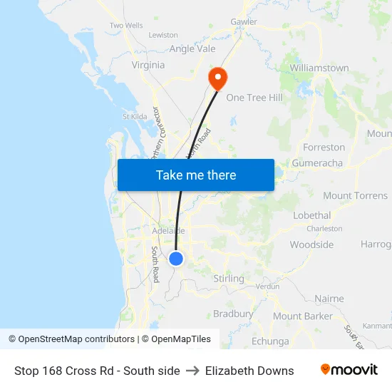 Stop 168 Cross Rd - South side to Elizabeth Downs map