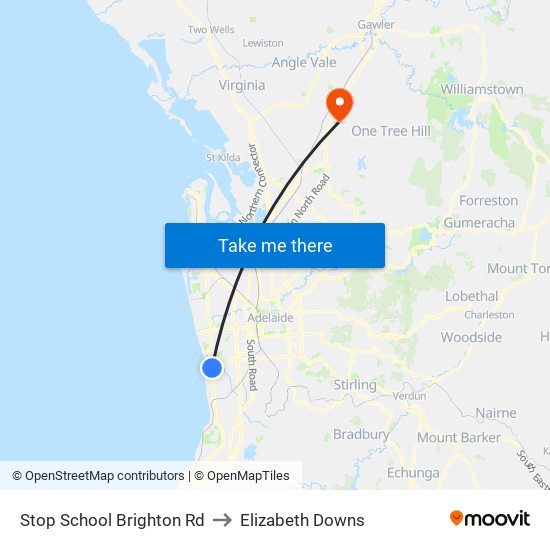 Stop School Brighton Rd to Elizabeth Downs map