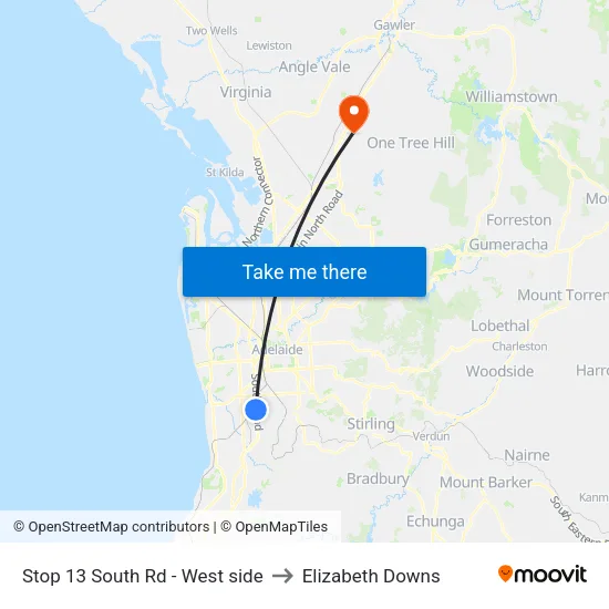 Stop 13 South Rd - West side to Elizabeth Downs map