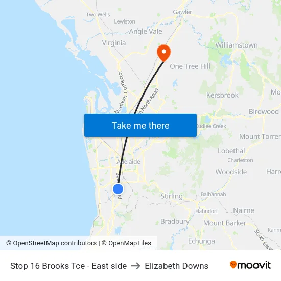 Stop 16 Brooks Tce - East side to Elizabeth Downs map