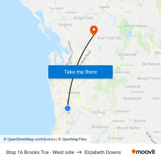 Stop 16 Brooks Tce - West side to Elizabeth Downs map