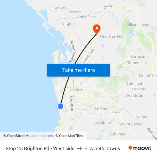 Stop 25 Brighton Rd - West side to Elizabeth Downs map