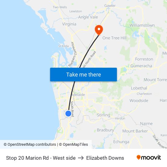 Stop 20 Marion Rd - West side to Elizabeth Downs map