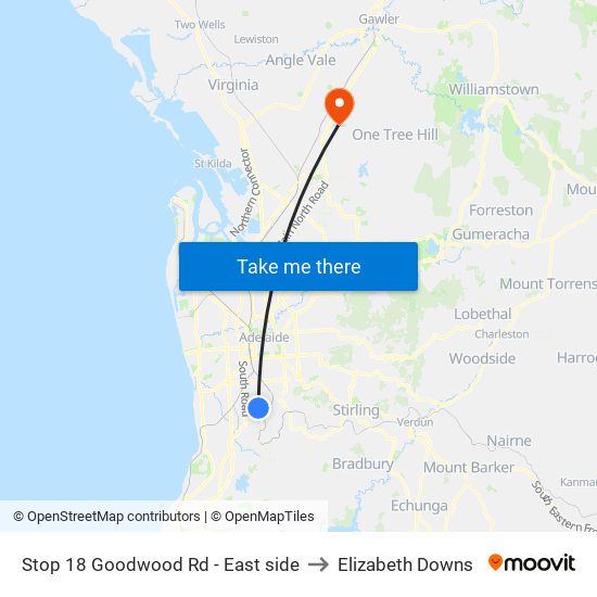 Stop 18 Goodwood Rd - East side to Elizabeth Downs map