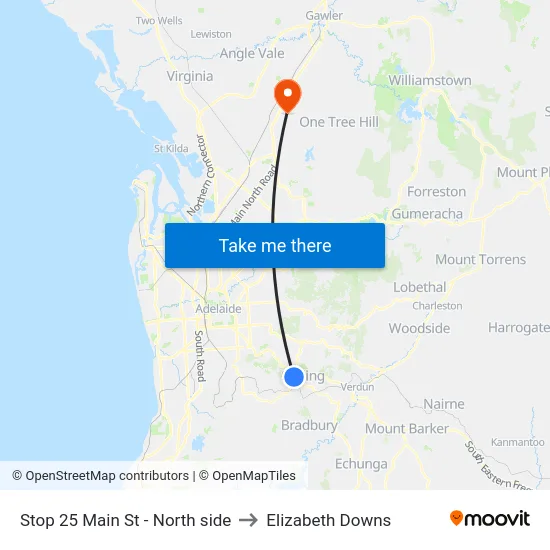 Stop 25 Main St - North side to Elizabeth Downs map