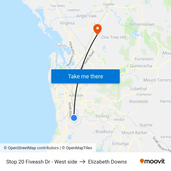 Stop 20 Fiveash Dr - West side to Elizabeth Downs map