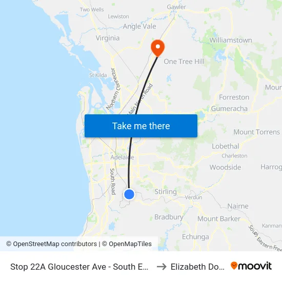 Stop 22A Gloucester Ave - South East side to Elizabeth Downs map