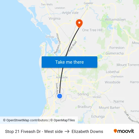 Stop 21 Fiveash Dr - West side to Elizabeth Downs map