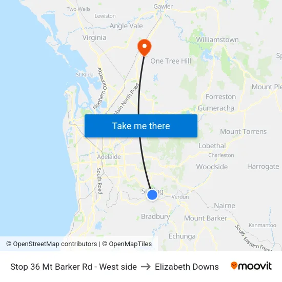 Stop 36 Mt Barker Rd - West side to Elizabeth Downs map