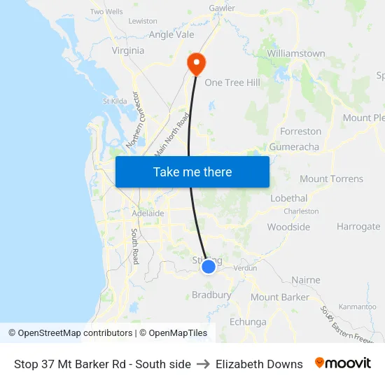 Stop 37 Mt Barker Rd - South side to Elizabeth Downs map
