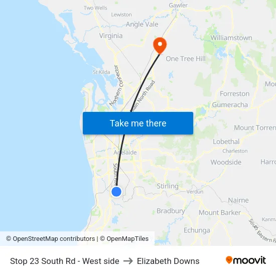 Stop 23 South Rd - West side to Elizabeth Downs map