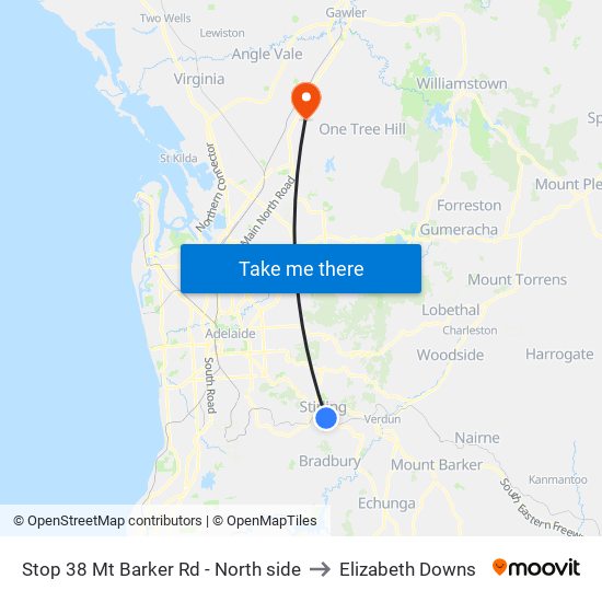 Stop 38 Mt Barker Rd - North side to Elizabeth Downs map