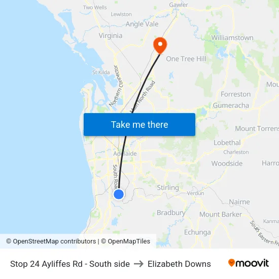 Stop 24 Ayliffes Rd - South side to Elizabeth Downs map