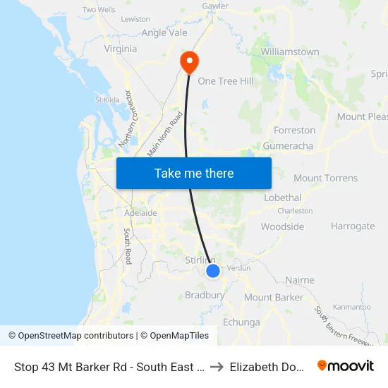 Stop 43 Mt Barker Rd - South East side to Elizabeth Downs map