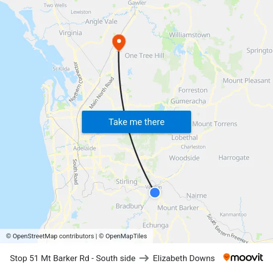 Stop 51 Mt Barker Rd - South side to Elizabeth Downs map
