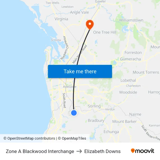 Zone A Blackwood Interchange to Elizabeth Downs map